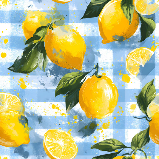 Lemonade Summer Gingham Pattern 7 Quilting Cotton Fabric