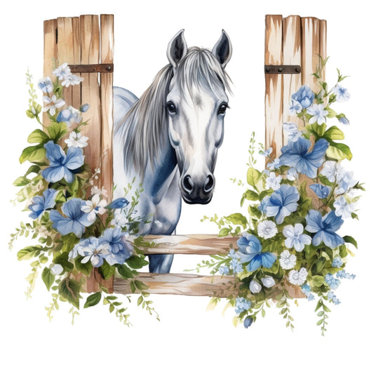Light Blue Farm Animals Fabric Panel 15