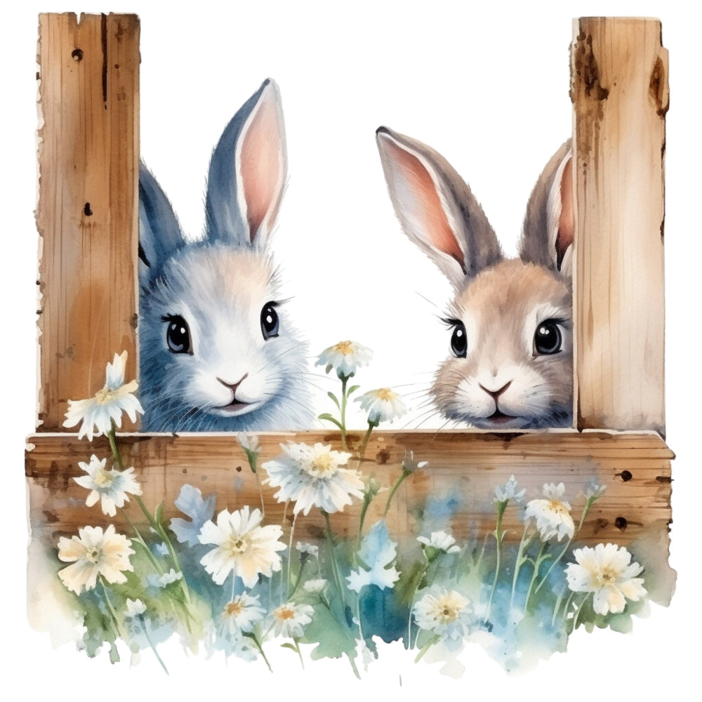 Light Blue Farm Animals Fabric Panel 19