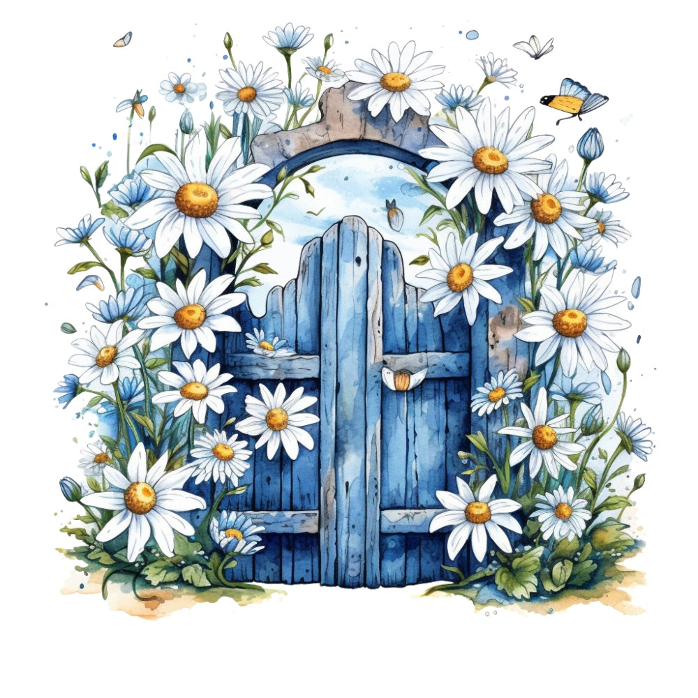 Light Blue Farm Animals Fabric Panel 6