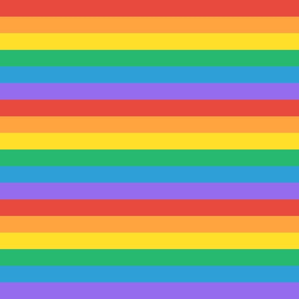 Horizontal rainbow stripes in red, orange, yellow, green, blue, and purple colors.