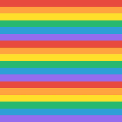 Horizontal rainbow stripes in red, orange, yellow, green, blue, and purple colors.