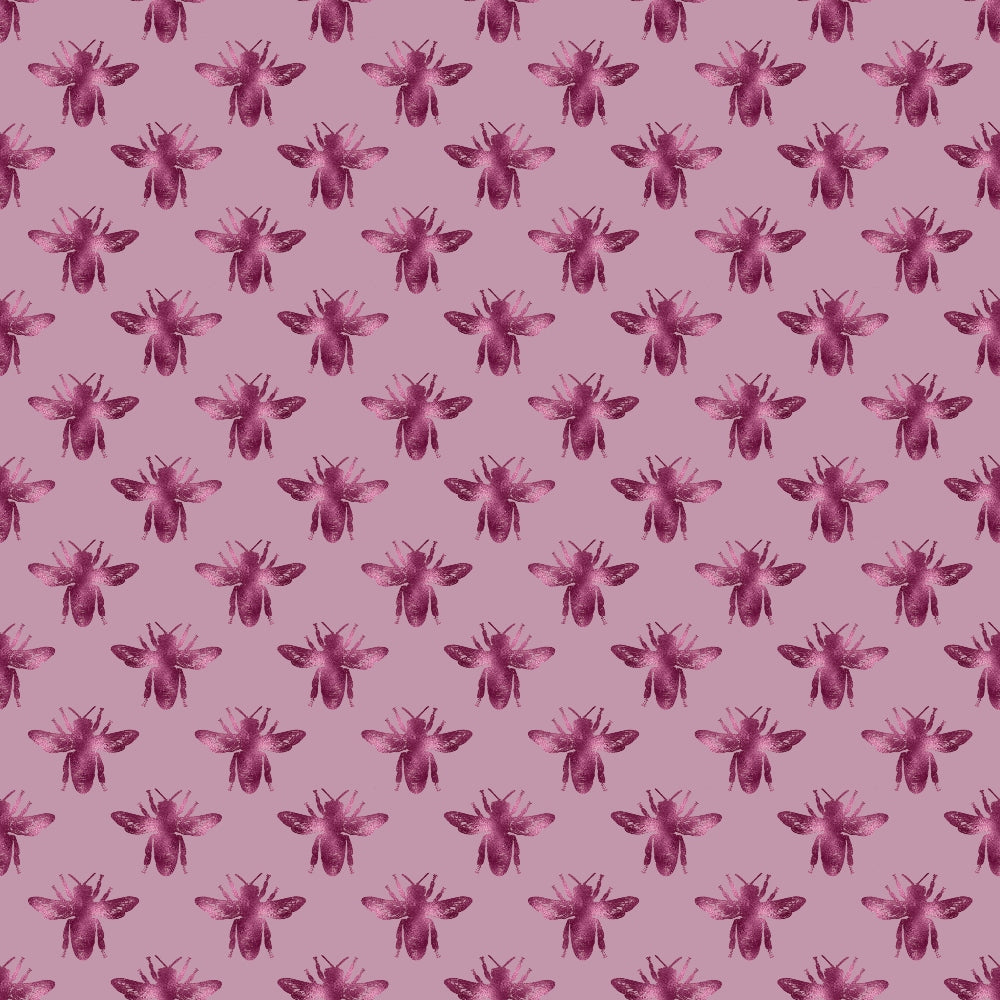 Pattern of maroon bees evenly spaced on a light pink background.