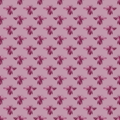 Pattern of maroon bees evenly spaced on a light pink background.