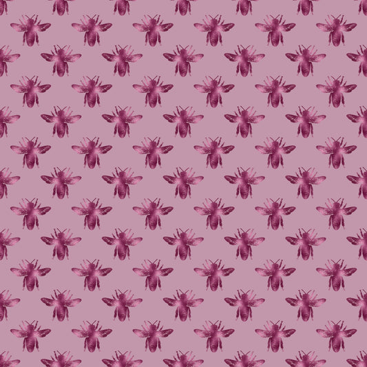 Pattern of maroon bees evenly spaced on a light pink background.