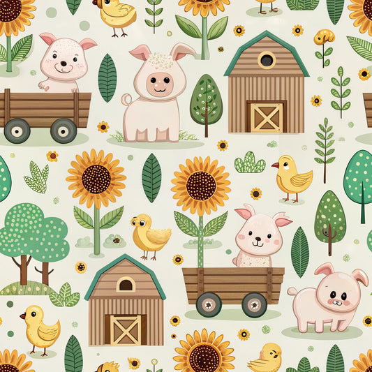 Lovely Farm Pattern 10 Quilting Cotton Fabric