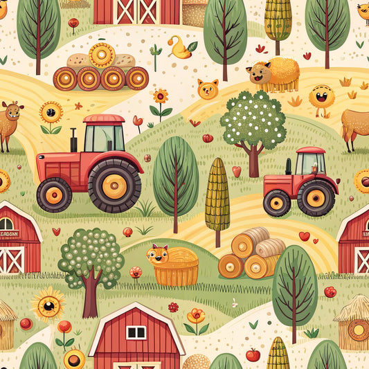 Lovely Farm Pattern 11 Quilting Cotton Fabric