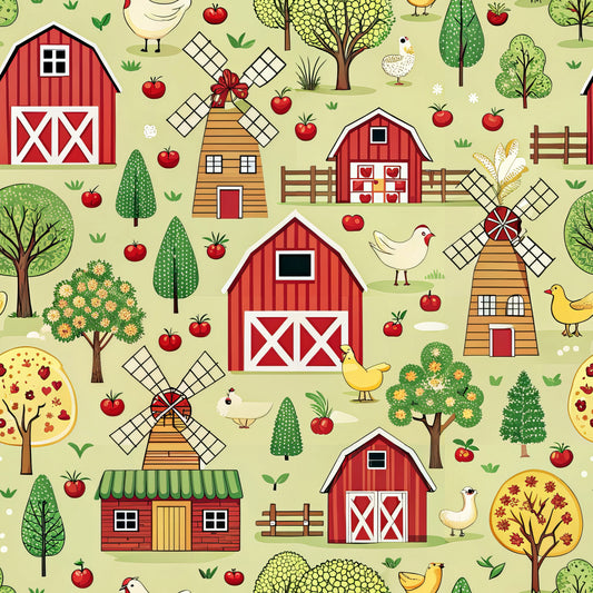 Lovely Farm Pattern 12 Quilting Cotton Fabric