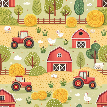 Lovely Farm Pattern 2 Quilting Cotton Fabric