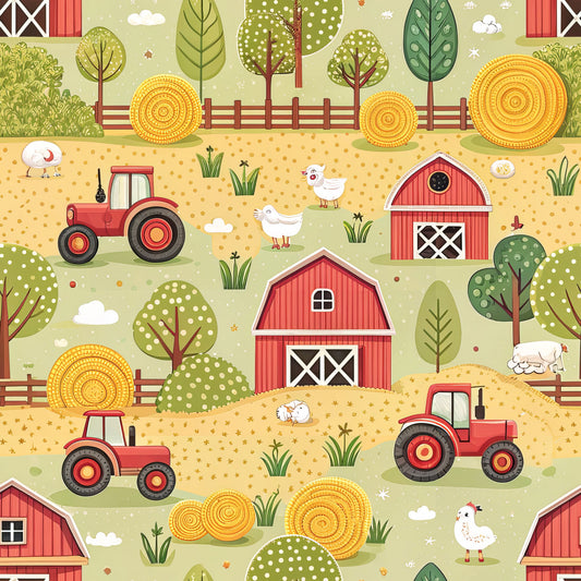 Lovely Farm Pattern 2 Quilting Cotton Fabric