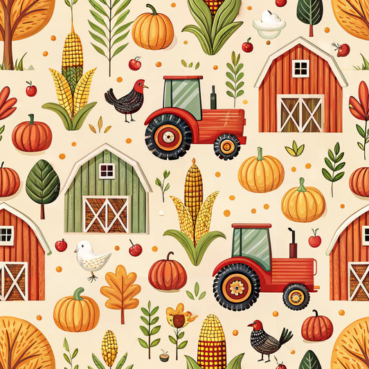 Lovely Farm Pattern 5 Quilting Cotton Fabric