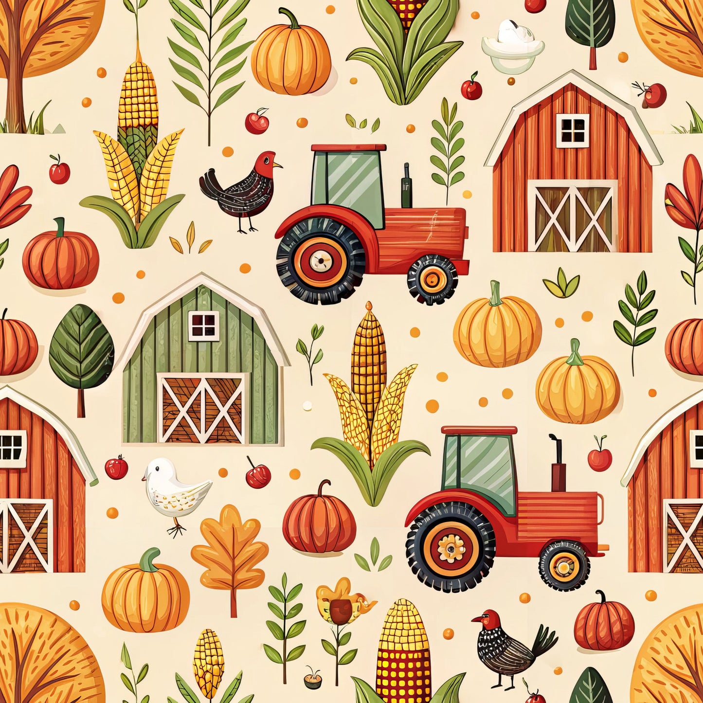 Lovely Farm Pattern 5 Quilting Cotton Fabric