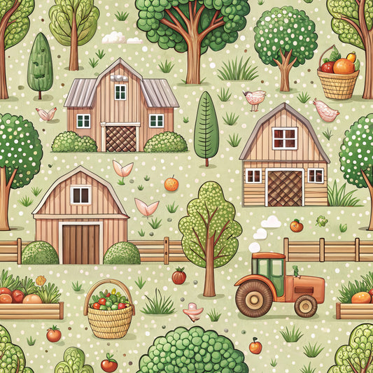 Lovely Farm Pattern 6 Quilting Cotton Fabric