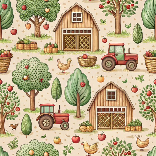 Lovely Farm Pattern 9 Quilting Cotton Fabric