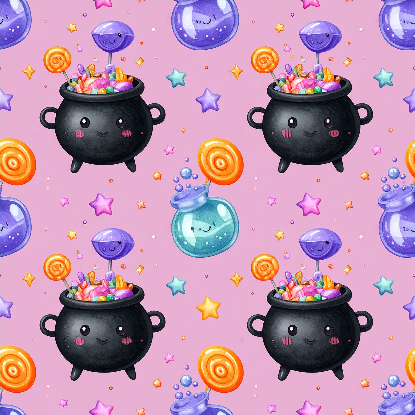 Magical Cauldrons And Potions Pattern 1 Quilting Cotton Fabric