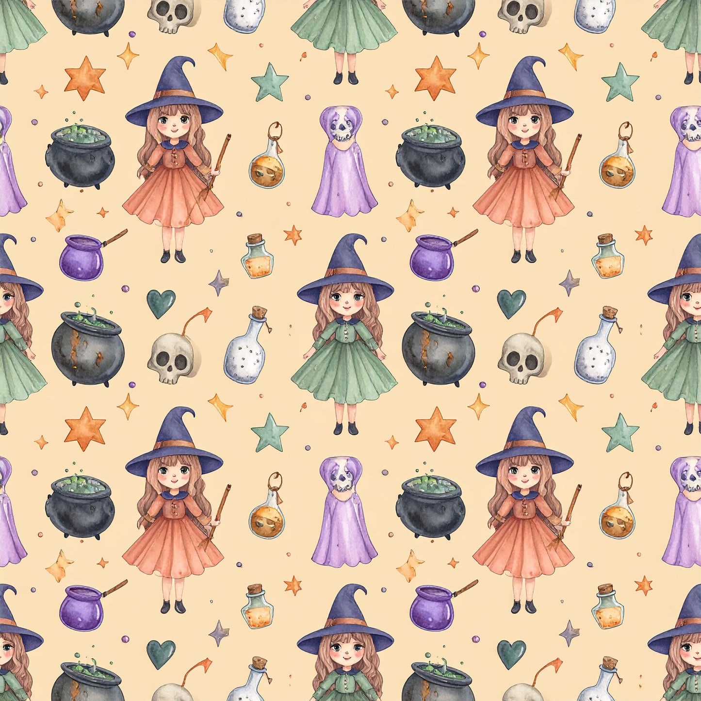 Magical Cauldrons And Potions Pattern 23 Quilting Cotton Fabric