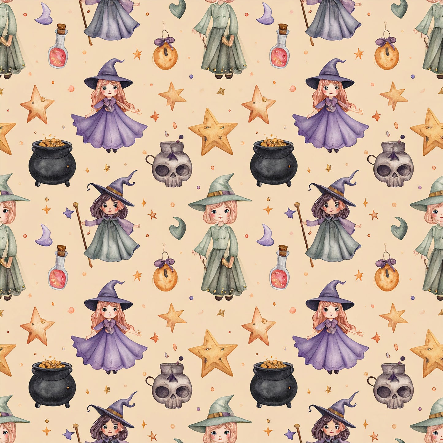 Magical Cauldrons And Potions Pattern 24 Quilting Cotton Fabric