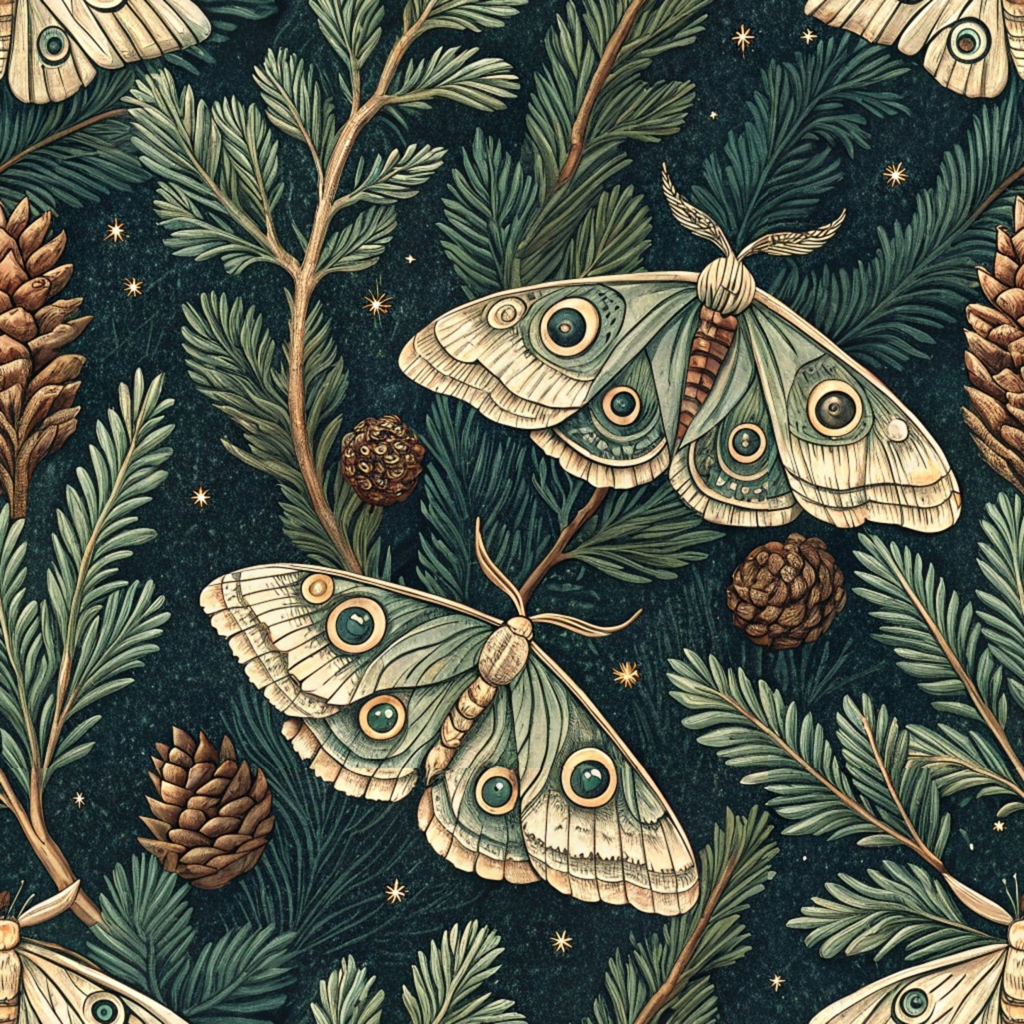 Magical Forest Moth Pattern 1 Quilting Cotton Fabric