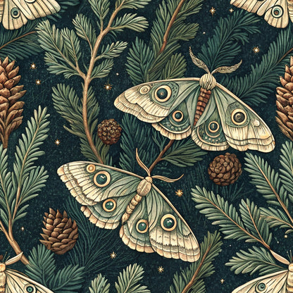 Magical Forest Moth Pattern 1 Quilting Cotton Fabric