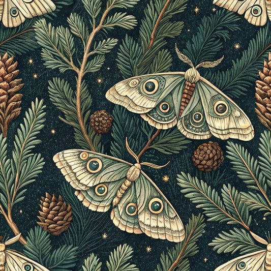 Magical Forest Moth Pattern 1 Quilting Cotton Fabric