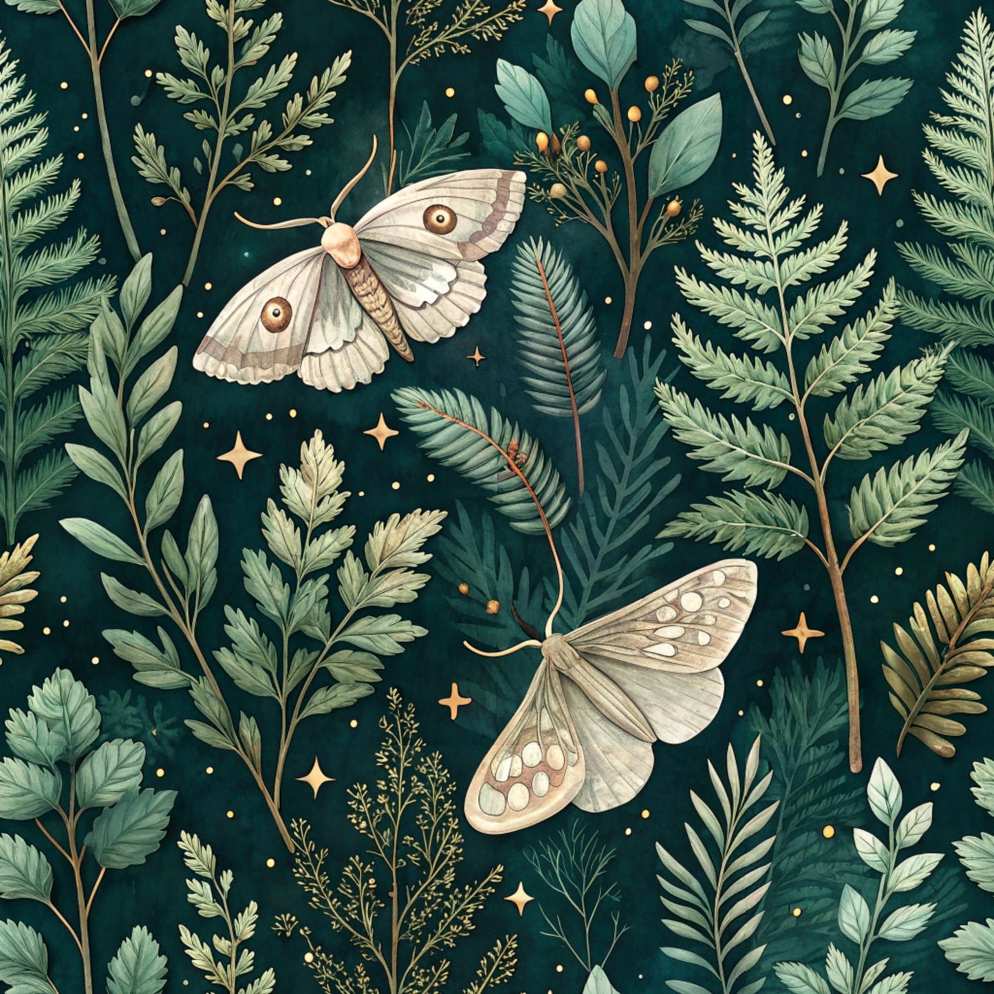 Magical Forest Moth Pattern 10 Quilting Cotton Fabric