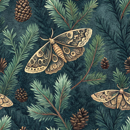 Magical Forest Moth Pattern 4 Quilting Cotton Fabric