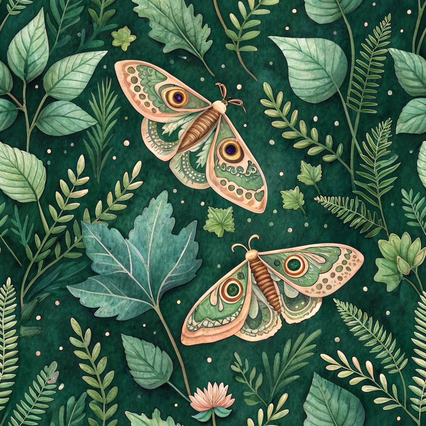 Magical Forest Moth Pattern 6 Quilting Cotton Fabric
