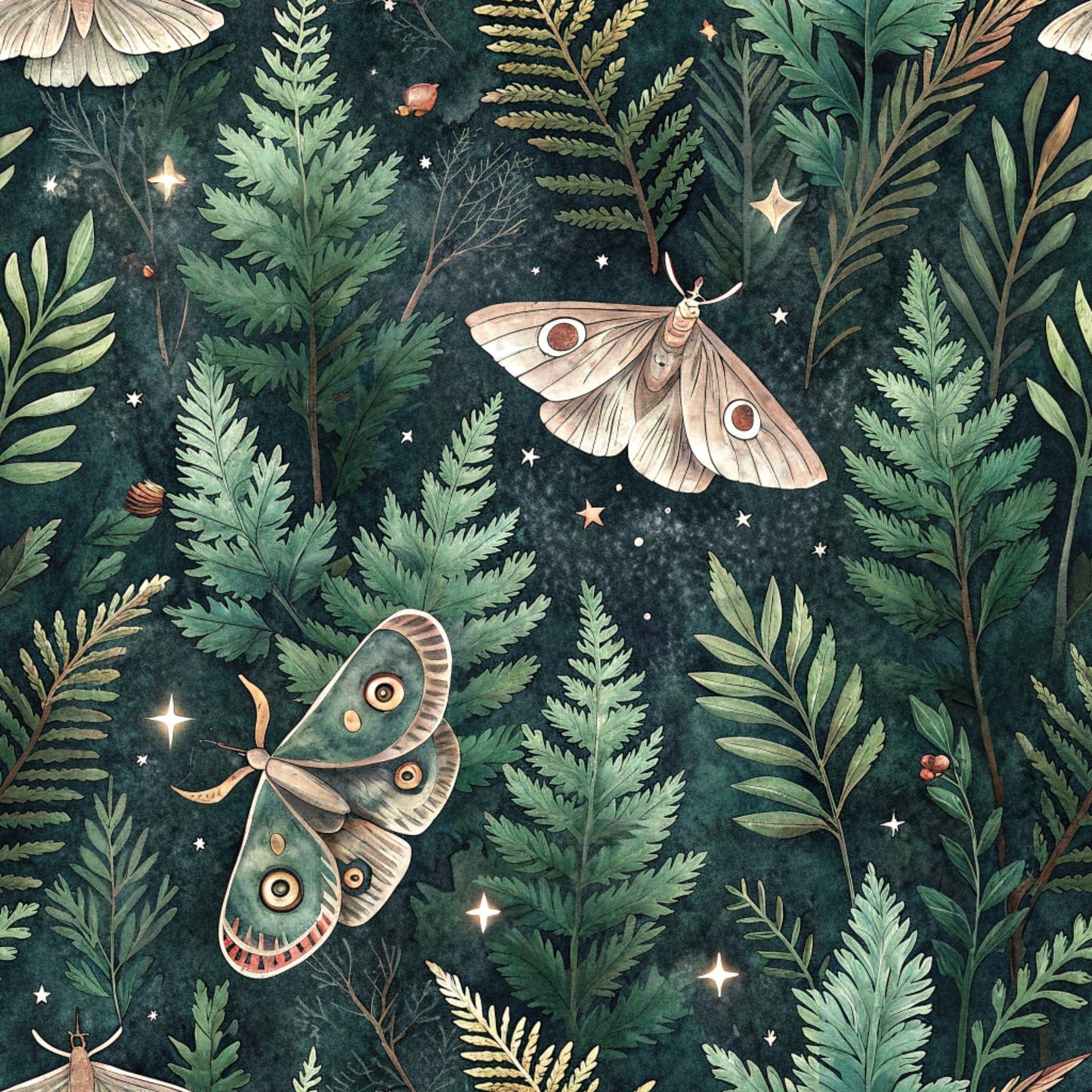 Magical Forest Moth Pattern 8 Quilting Cotton Fabric