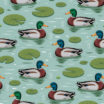 Mallard in the Pond Pattern 10 Quilting Cotton Fabric