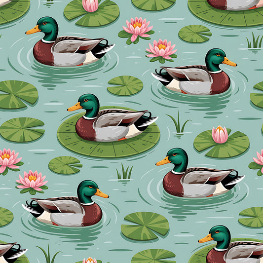 Mallard in the Pond Pattern 11 Quilting Cotton Fabric