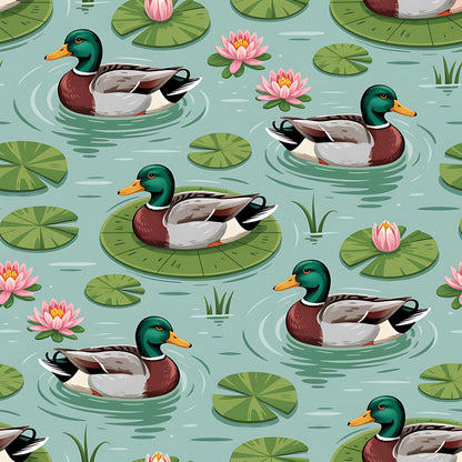 Mallard in the Pond Pattern 11 Quilting Cotton Fabric
