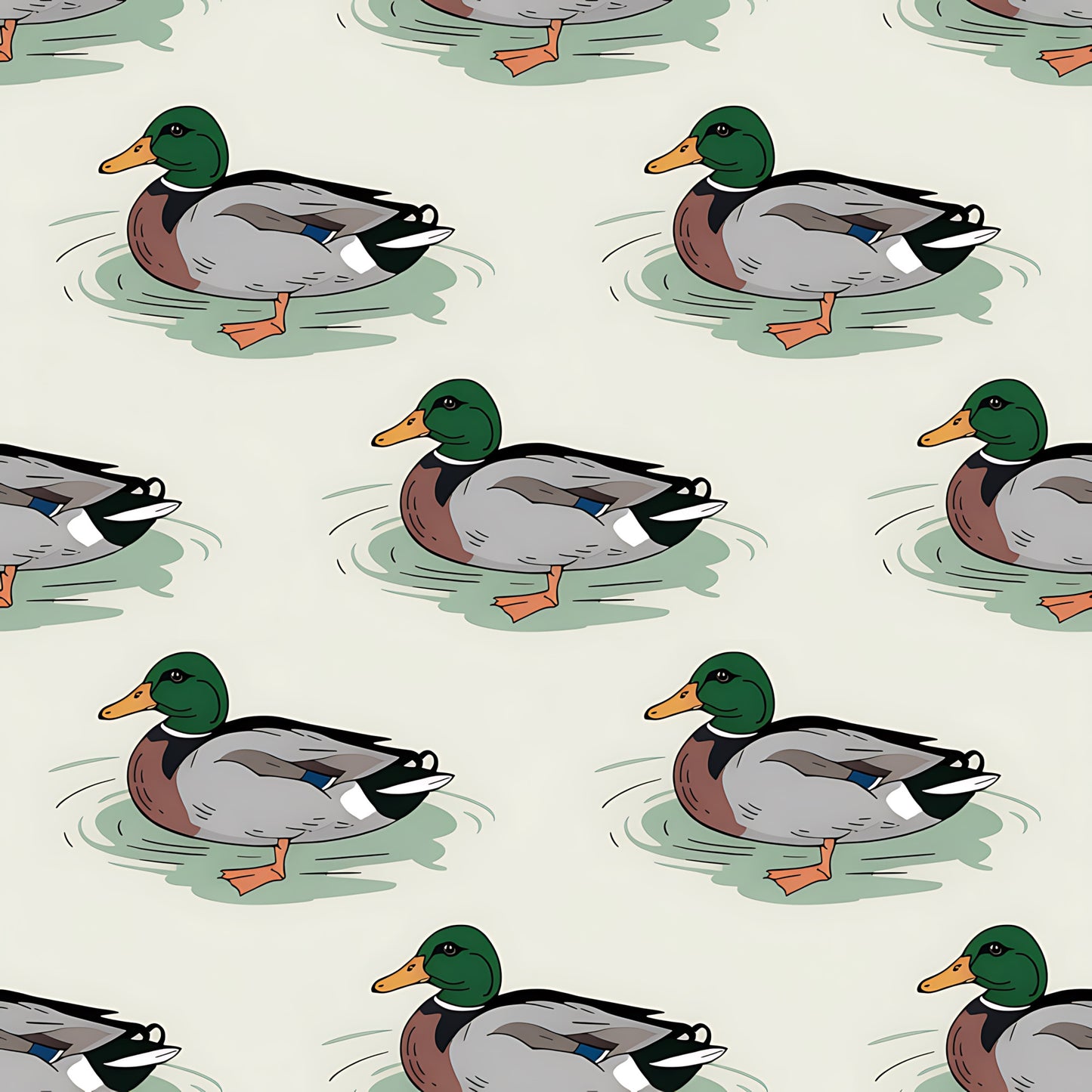 Mallard in the Pond Pattern 12 Quilting Cotton Fabric