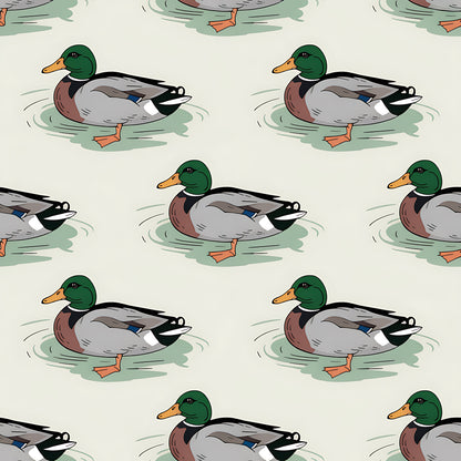 Mallard in the Pond Pattern 12 Quilting Cotton Fabric