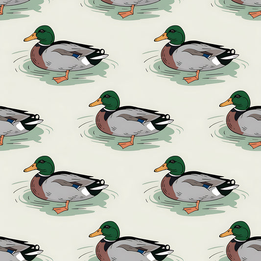Mallard in the Pond Pattern 12 Quilting Cotton Fabric