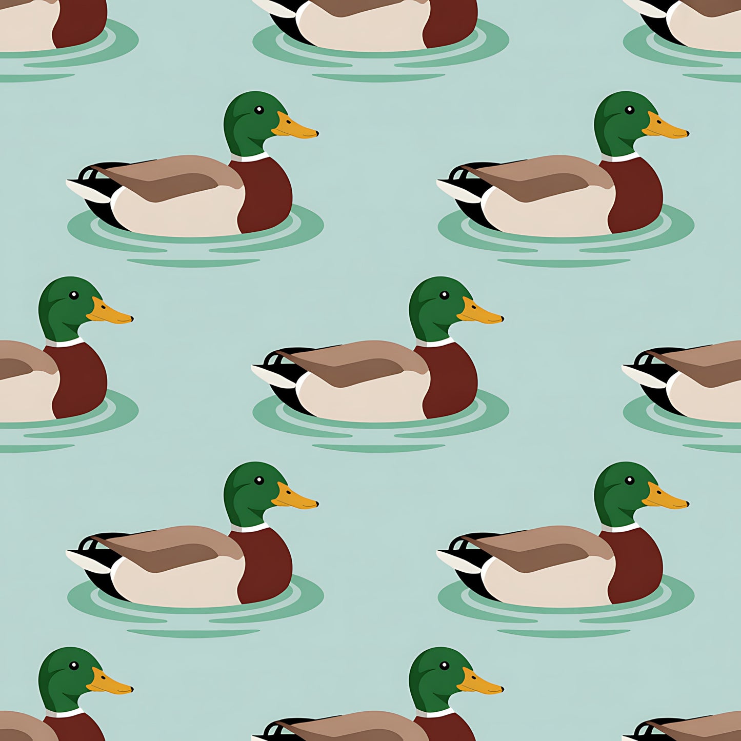 Mallard in the Pond Pattern 13 Quilting Cotton Fabric