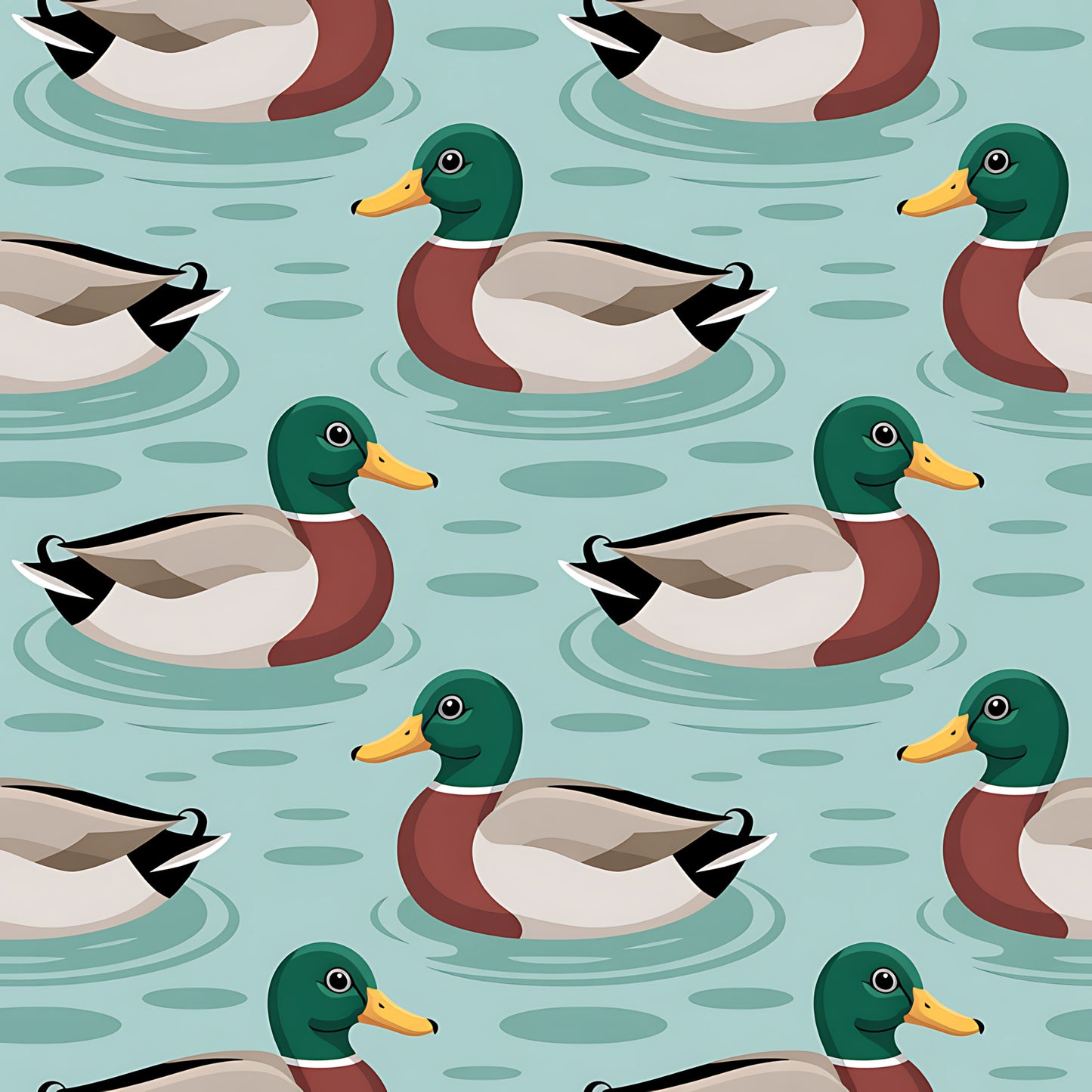 Mallard in the Pond Pattern 15 Quilting Cotton Fabric
