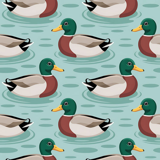 Mallard in the Pond Pattern 15 Quilting Cotton Fabric