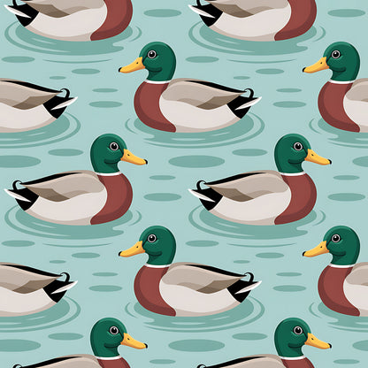 Mallard in the Pond Pattern 15 Quilting Cotton Fabric