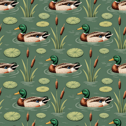 Mallard in the Pond Pattern 16 Quilting Cotton Fabric