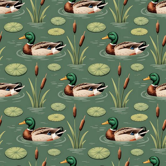 Mallard in the Pond Pattern 16 Quilting Cotton Fabric