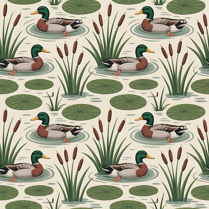 Mallard in the Pond Pattern 17 Quilting Cotton Fabric