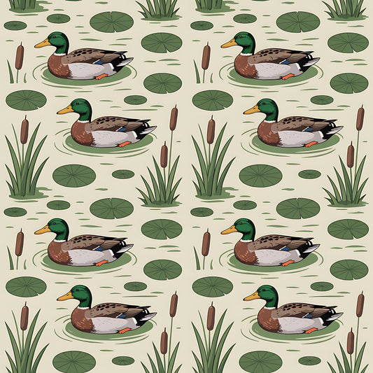 Mallard in the Pond Pattern 18 Quilting Cotton Fabric