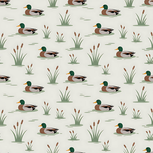 Mallard in the Pond Pattern 19 Quilting Cotton Fabric