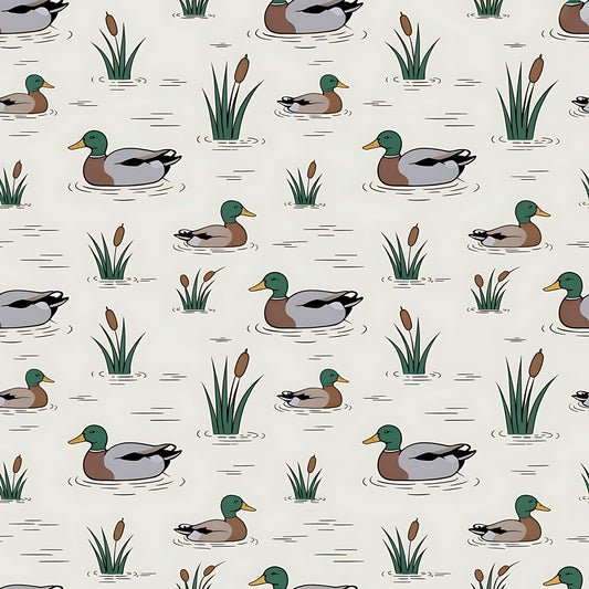 Mallard in the Pond Pattern 20 Quilting Cotton Fabric