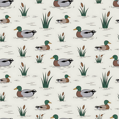 Mallard in the Pond Pattern 20 Quilting Cotton Fabric