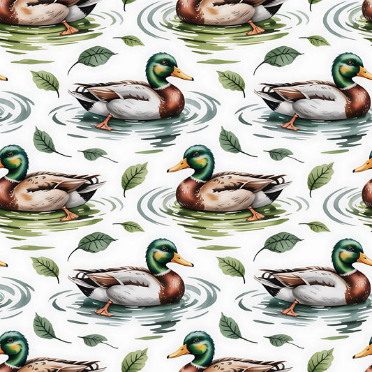 Mallard in the Pond Pattern 21 Quilting Cotton Fabric