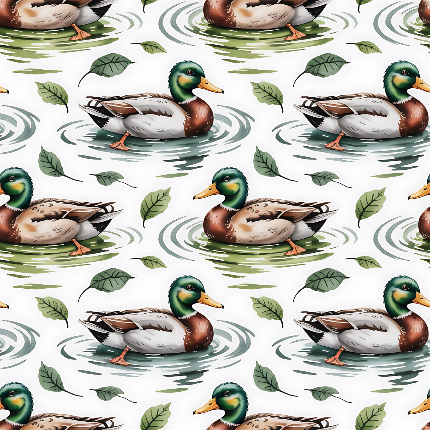 Mallard in the Pond Pattern 21 Quilting Cotton Fabric