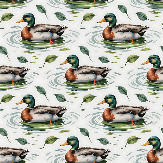 Mallard in the Pond Pattern 22 Quilting Cotton Fabric