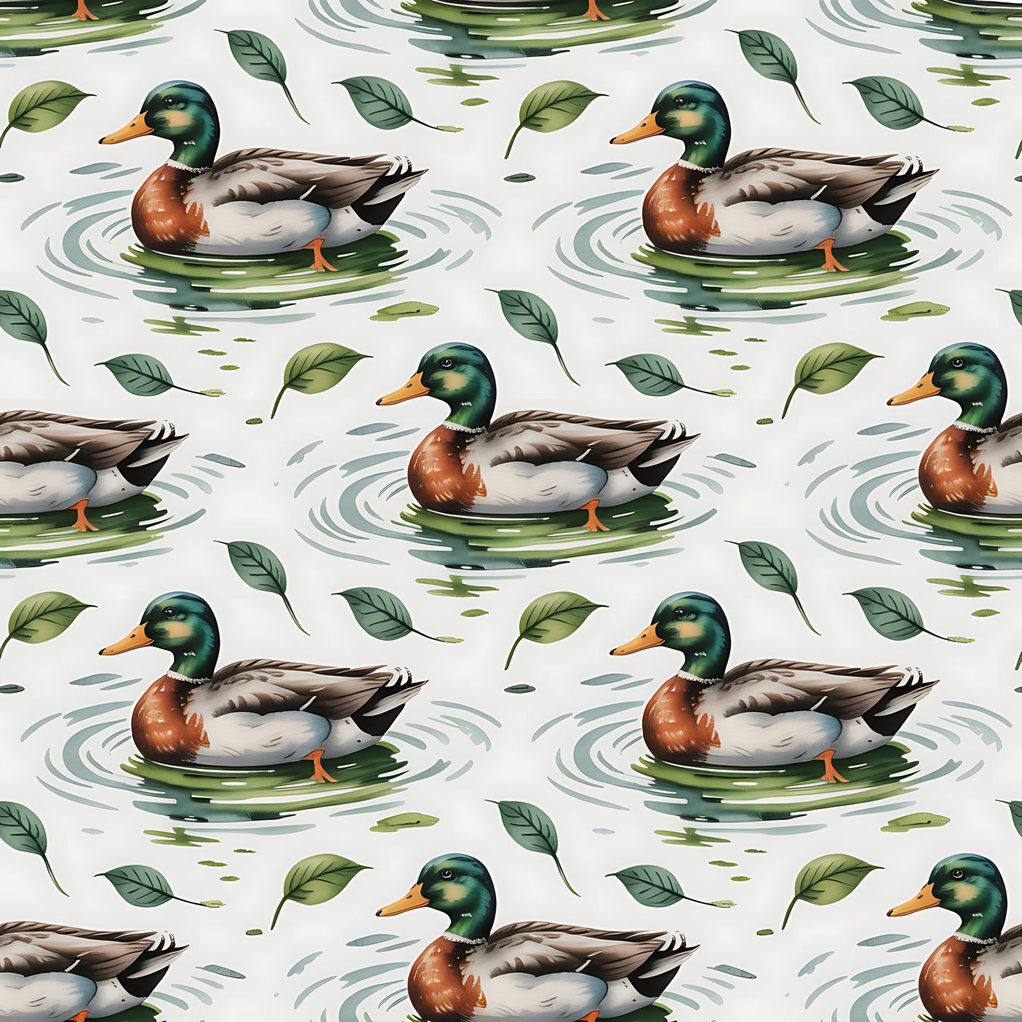 Mallard in the Pond Pattern 22 Quilting Cotton Fabric