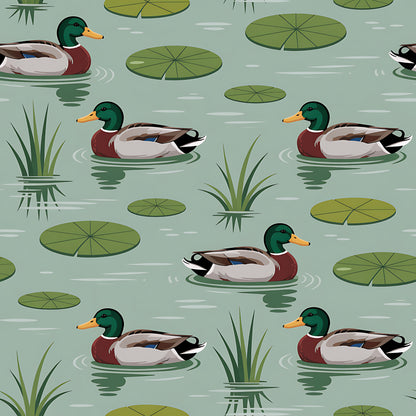 Mallard in the Pond Pattern 24 Quilting Cotton Fabric
